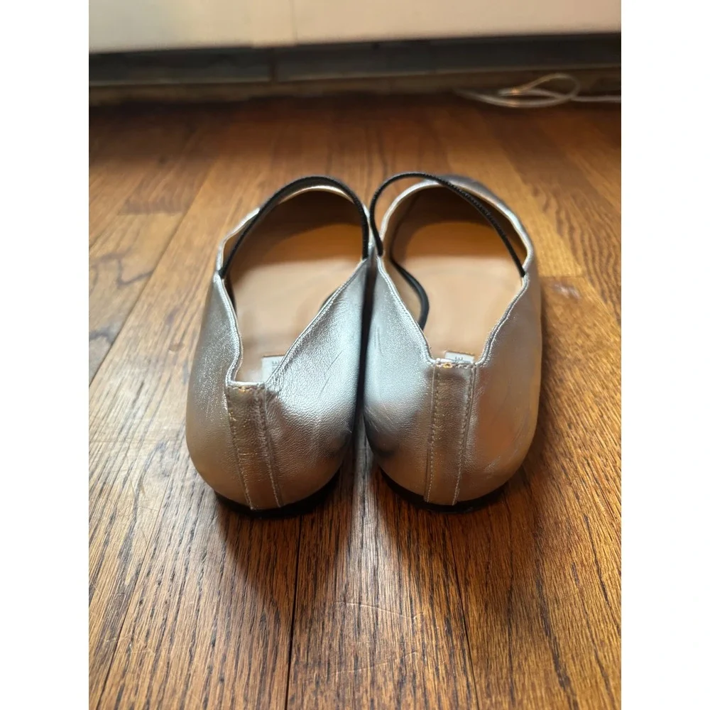 Saks Fifth Avenue Womens Silver Leather Square Toe Mary Jane Ballet Flats 11M - Picture 3 of 8